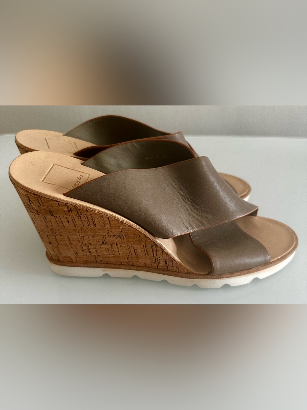 Dolce Vita Women's Khaki Cork Wedge Slide Sandal